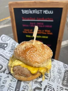 Fresh breakfast sandwiches from Eggcellent Cafe food truck